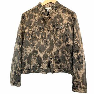 Charter Club Petites floral taupe neutral jacket